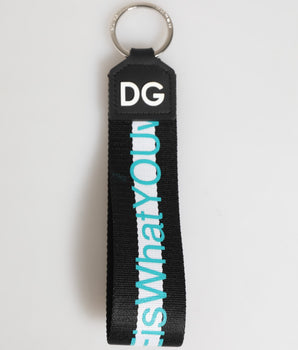 Dolce &amp; Gabbana Multicolor Logo Polyester Brass Holder Keychain Keyring