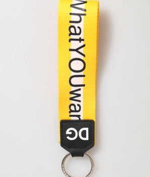 Dolce & Gabbana Yellow Logo Polyester Silver Brass Holder Keychain Keyring