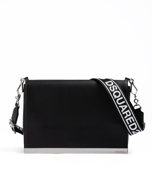 Dsquared² Black Leather Messenger Bag