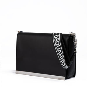 Dsquared² Black Leather Messenger Bag