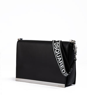 Dsquared² Black Leather Messenger Bag