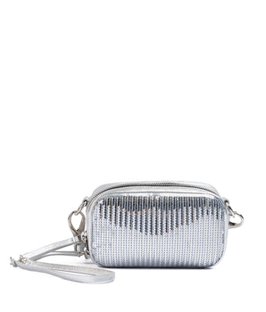 Dsquared² Silver Paillettes and Leather Clutch Bag