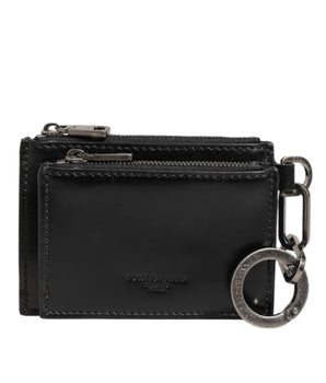 Dolce &amp; Gabbana Black Zippered Leather Key Wallet
