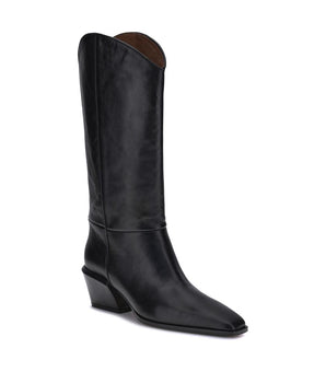 Paris Texas Black Calf Leather Bos Taurus Ankle Boots