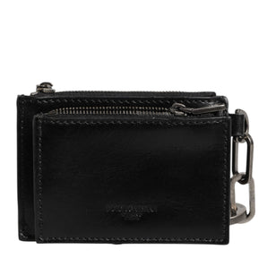 Dolce & Gabbana Black Leather Zip Logo Keyring Coin Purse Keyring Wallet