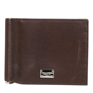 Dolce & Gabbana Brown Leather DG Logo Engrave Bifold Card Holder Wallet