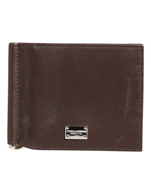 Dolce &amp; Gabbana Brown Leather DG Logo Engrave Bifold Card Holder Wallet