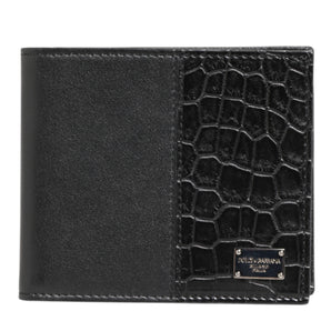 Dolce & Gabbana Black Exotic Leather Bifold Card Holder Men Wallet