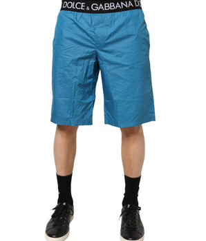 Dolce &amp; Gabbana Blue Logo Waistband Beachwear Shorts Swimwear