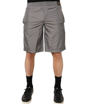 Dolce & Gabbana Light Gray Nylon Elastic Waist Shorts Swimwear