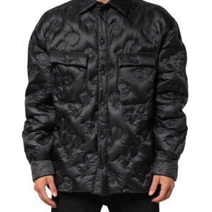Dolce & Gabbana Black Quilted DG Logo Nylon Puffer Jacket