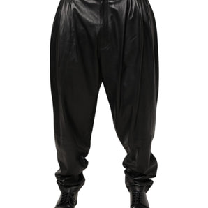 Dolce & Gabbana Black Lamb Leather Trousers Men Pants