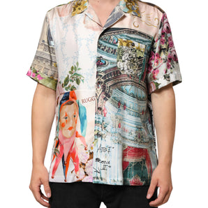 Dolce & Gabbana Multicolor Silk Opera Print Men Casual Shirt