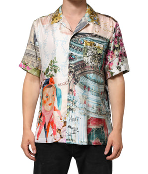 Dolce &amp; Gabbana Multicolor Silk Opera Print Men's Casual Shirt