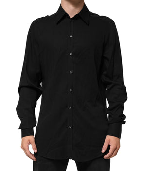 Dolce &amp; Gabbana Black Viscose Long Sleeve Formal Dress Shirt