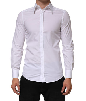 Dolce &amp; Gabbana White Cotton MARTINI Long Sleeve Dress Shirt