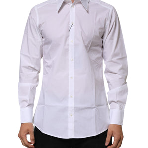 Dolce & Gabbana White Cotton Slim Fit Dress Formal Men Shirt