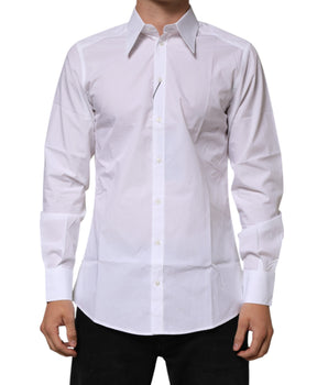 Dolce &amp; Gabbana White Cotton Slim Fit Dress Shirt for Men