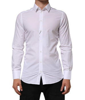 Dolce &amp; Gabbana White Cotton GOLD Formal Men Longsleeves Shirt