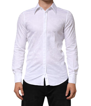 Dolce &amp; Gabbana White Cotton MARTINI Paisley Jacquard Shirt