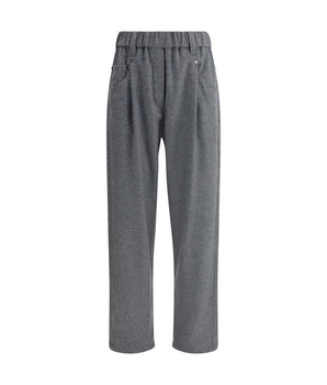 Brunello Cucinelli Gray Fleece Wool Casual Pants