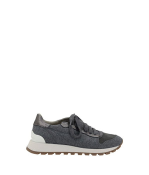 Brunello Cucinelli Gray Fleece Wool Sneakers