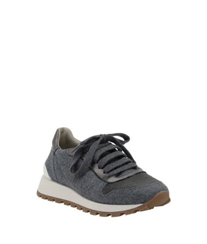 Brunello Cucinelli Gray Fleece Wool Sneakers