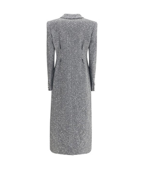 Alessandra Rich Gray Fleece Wool Coat
