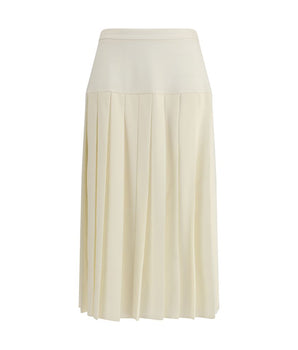 Alessandra Rich White Fleece Wool Midi Skirt