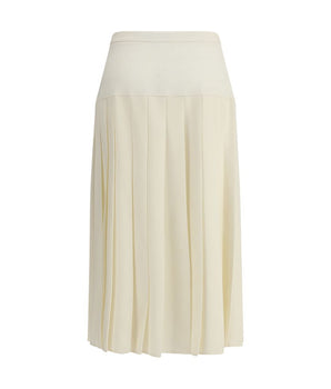 Alessandra Rich White Fleece Wool Midi Skirt