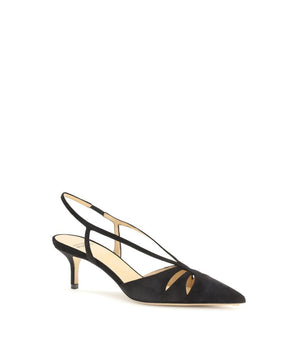 Francesco Russo Black Calf Leather Bos Taurus Mid Heel Pumps