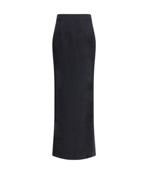 Alessandra Rich Black Fleece Wool Long Skirt