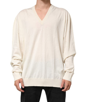 Dolce &amp; Gabbana Ivory Virgin Wool Men's Knit Sweater