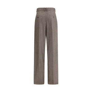Saint Laurent Wool Herringbone pattern wide leg Pants