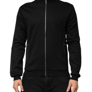 Dolce & Gabbana Black Cotton Logo Full Zip Men Bomber Jacket