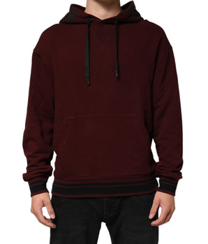Dolce &amp; Gabbana Burgundy Cotton Plaid Lined Men's Hoodie
