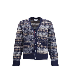 Blue wool cardigan by Thom Browne