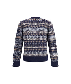 Blue wool cardigan by Thom Browne