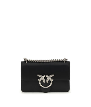 PINKO Black Calf Leather Bos Taurus Shoulder Bag