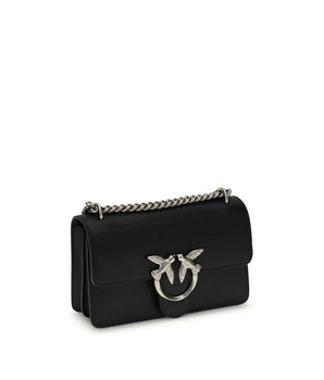 PINKO Black Calf Leather Bos Taurus Shoulder Bag