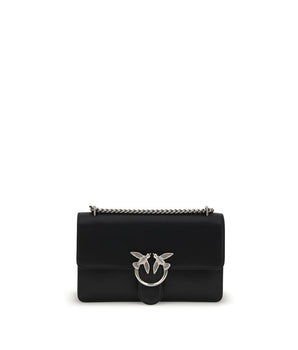 PINKO Black Calf Leather Bos Taurus Shoulder Bag