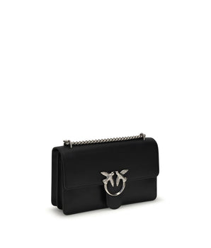 PINKO Black Calf Leather Bos Taurus Shoulder Bag