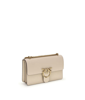 PINKO Beige Calf Leather Bos Taurus Shoulder Bag