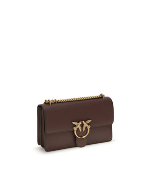 PINKO Brown Calf Leather Bos Taurus Shoulder Bag