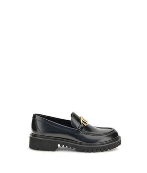 Valentino Garavani Black Leather Slip-On Loafers