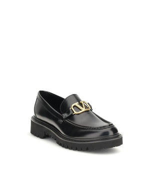 Valentino Garavani Black Leather Slip-On Loafers