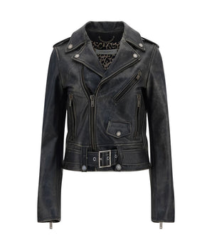Golden Goose Black Calf Leather Bos Taurus Biker Jacket