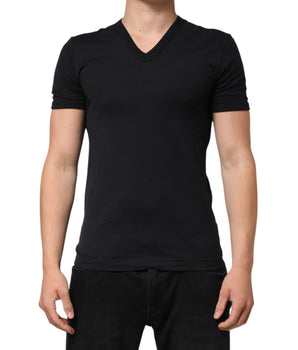 Men's Dolce &amp; Gabbana Black Cotton Plain T-shirt
