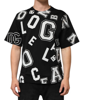 Dolce &amp; Gabbana Black Cotton Letter Print Short Sleeve T-Shirt