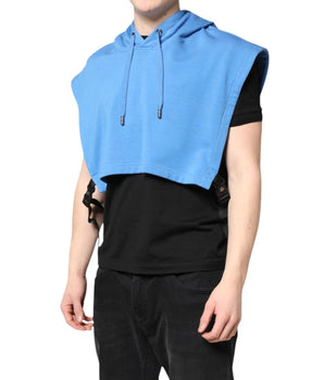 Dolce &amp; Gabbana Blue Cotton Hooded Men Sportswear One Size Vest